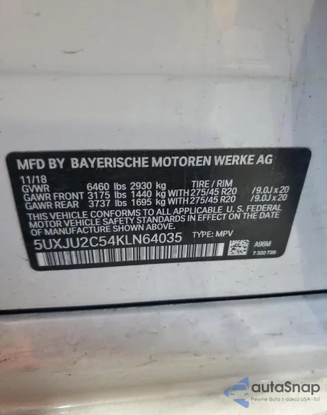 2019 BMW X5 xDrive50I from USA, damaged, VIN 5UXJU2C54KLN64035